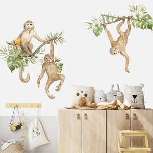 Nursery Wall Decals Monkeys Tropical Flowers