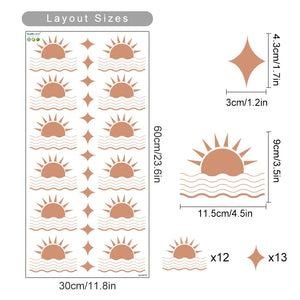 Bohemian Wall Decals Geometric Sun Wave