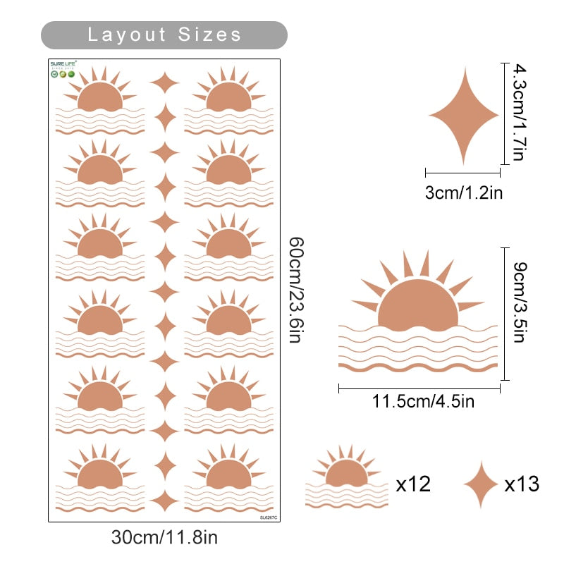 Bohemian Wall Decals Geometric Sun Wave