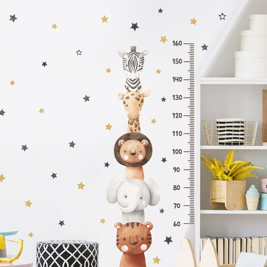 Boho Animals Height Chart Wall Decals