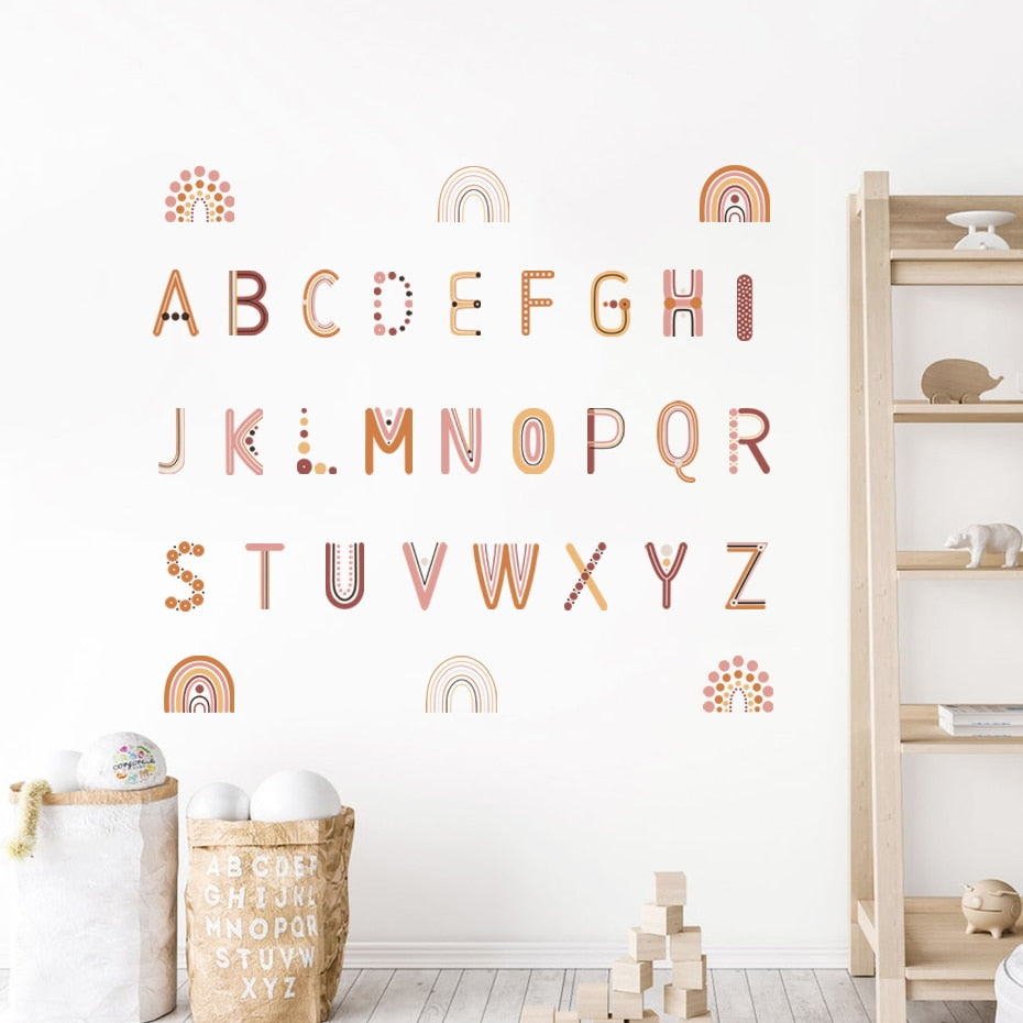 Nursery Wall Decals Colorful Alphabet Letter Rainbows