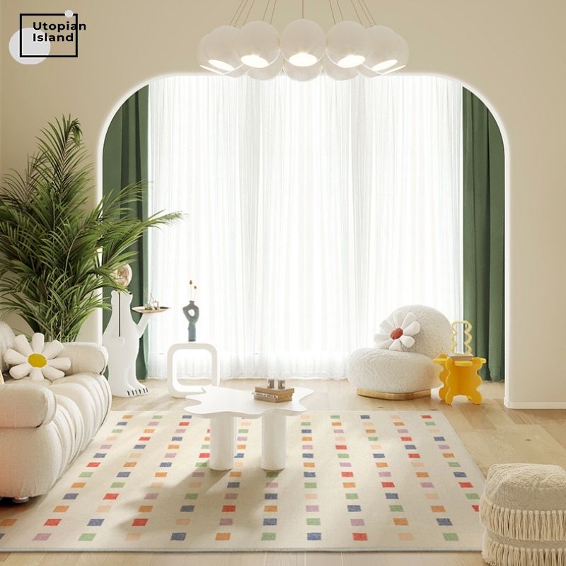 Area Rug Colorful Squared Pattern