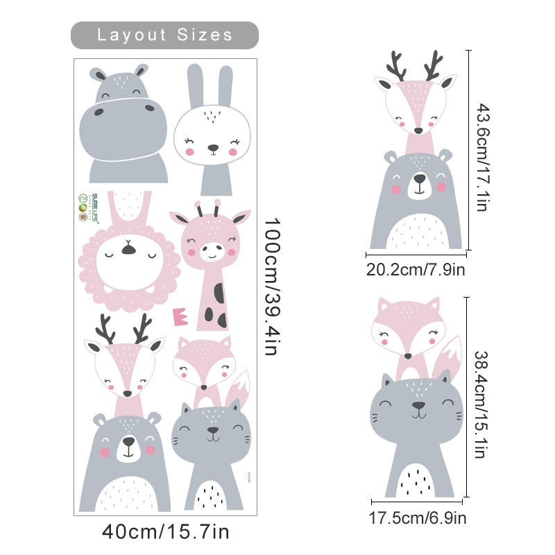 Cartoon Cute Animals Wall Decals