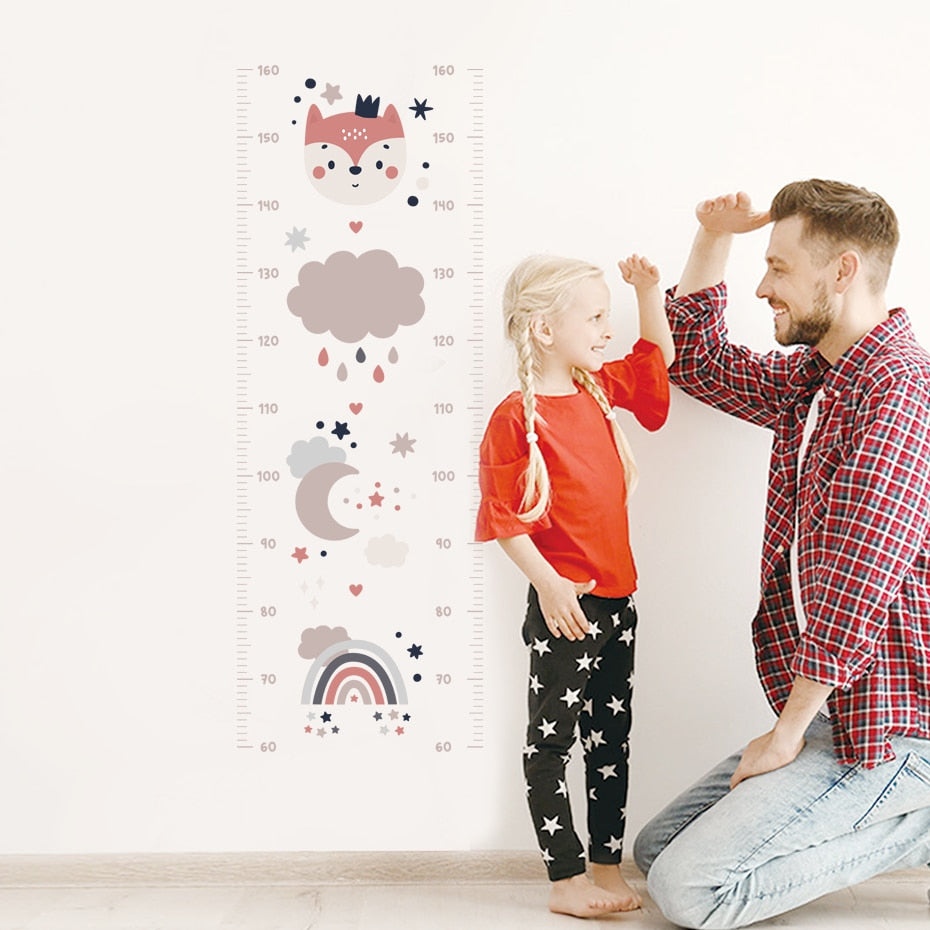 Height Measurement Wall Decals Bear Fox Rainbow