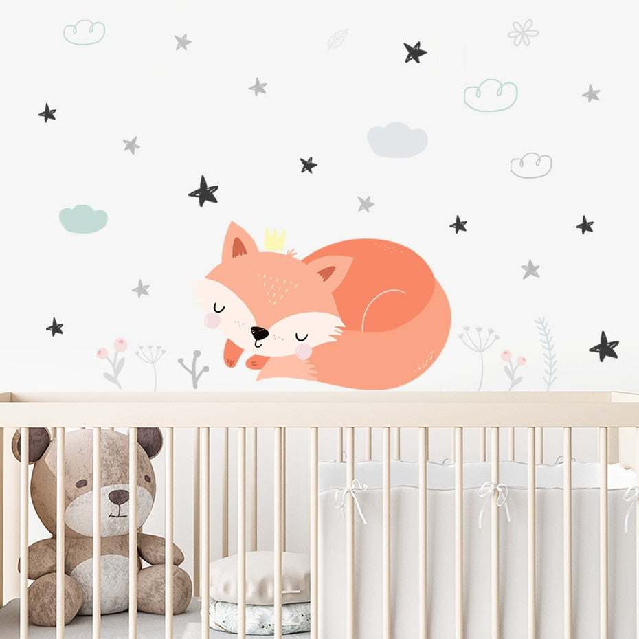 Cartoon Sleeping Fox Wall Decals