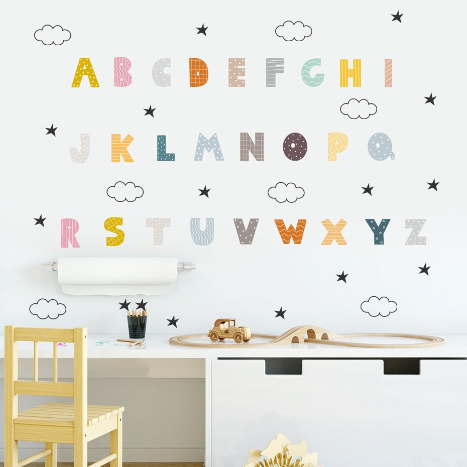 Cartoon Wall Decals 26 Cloudy Alphabet