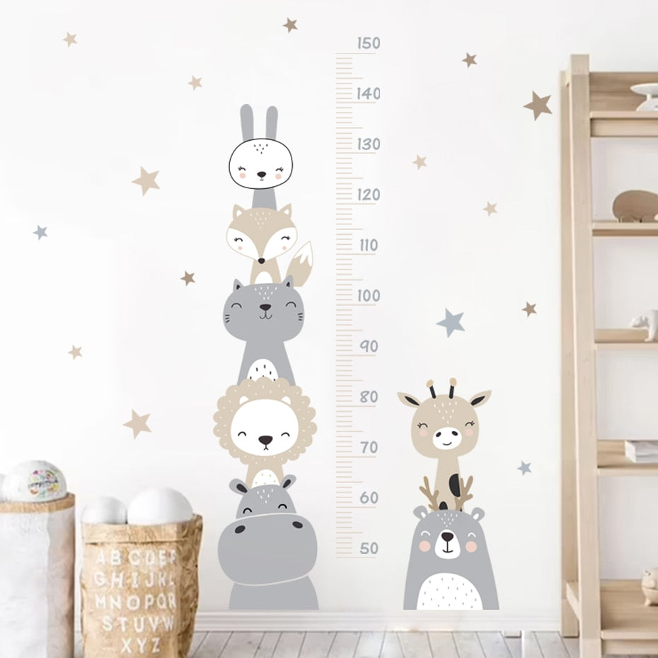 Height Chart Wall Decal Animals Stars