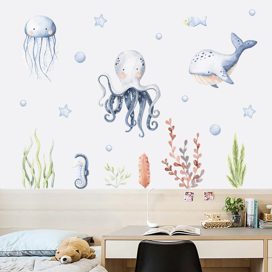 Cartoon Wall Decals Cute Ocean Animal