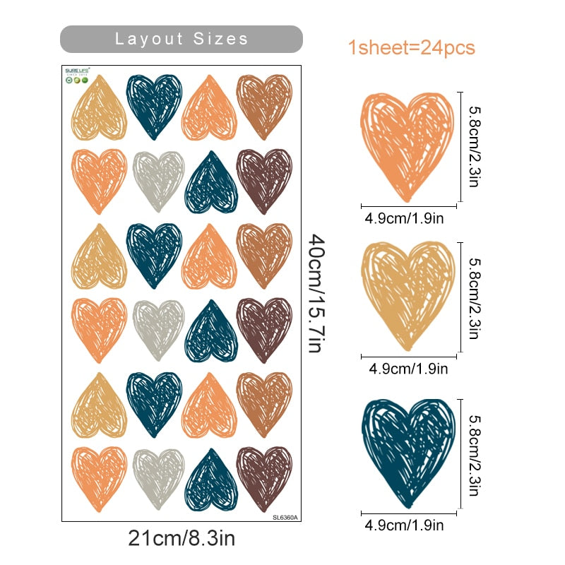 Cartoon Wall Decals Cute Stars Hearts
