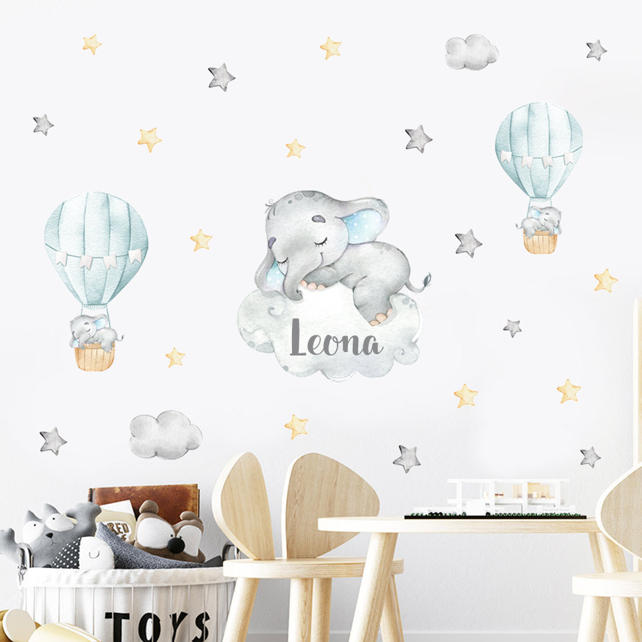 Custom Name Hot Air Balloon Wall Decals