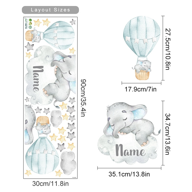 Custom Name Hot Air Balloon Wall Decals