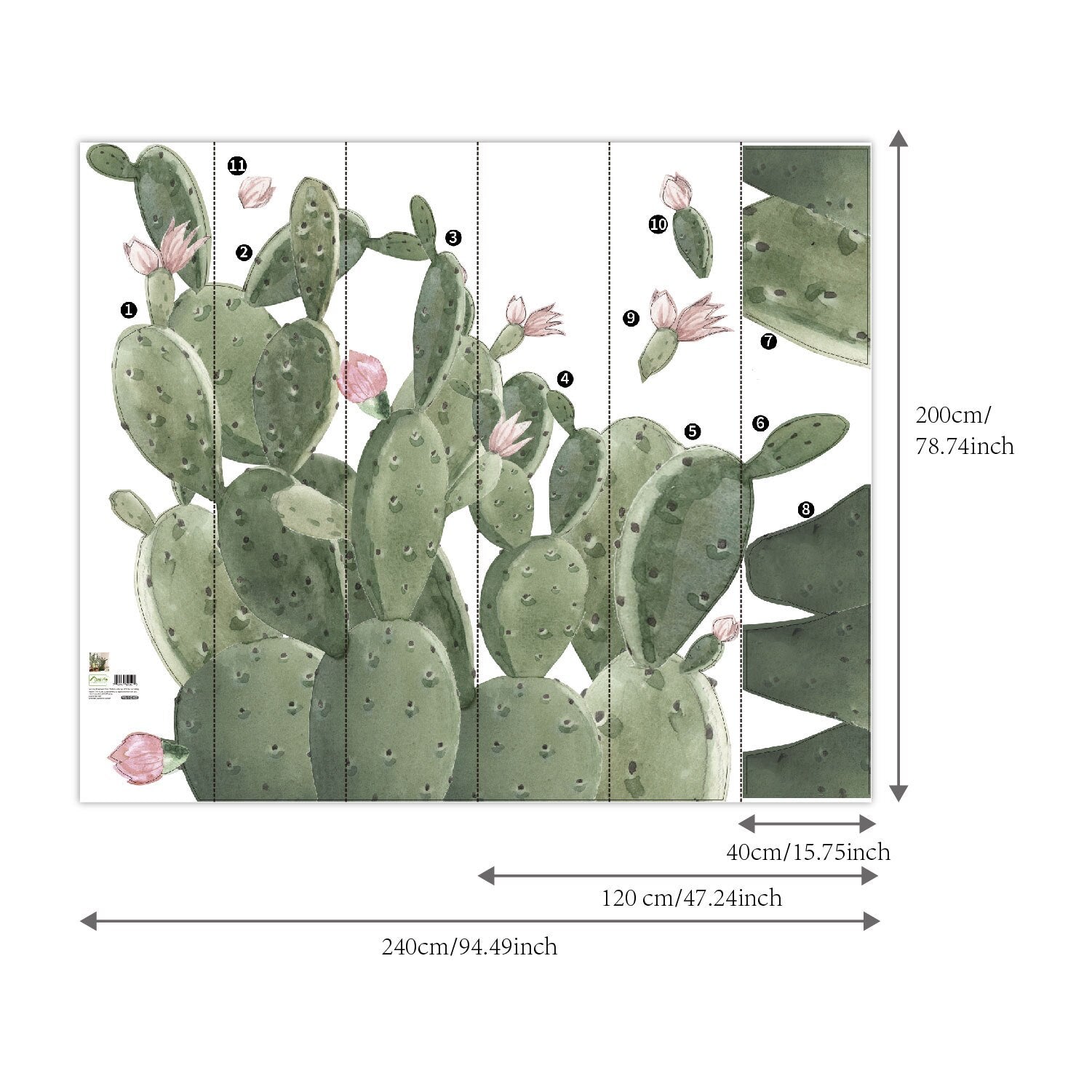 Nursery Wall Decal Large Cactuses