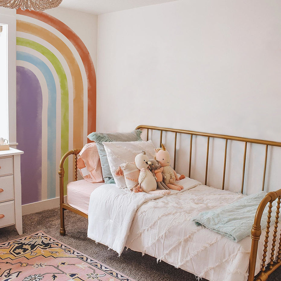 Boho Wall Decal Large Rainbow Watercolor