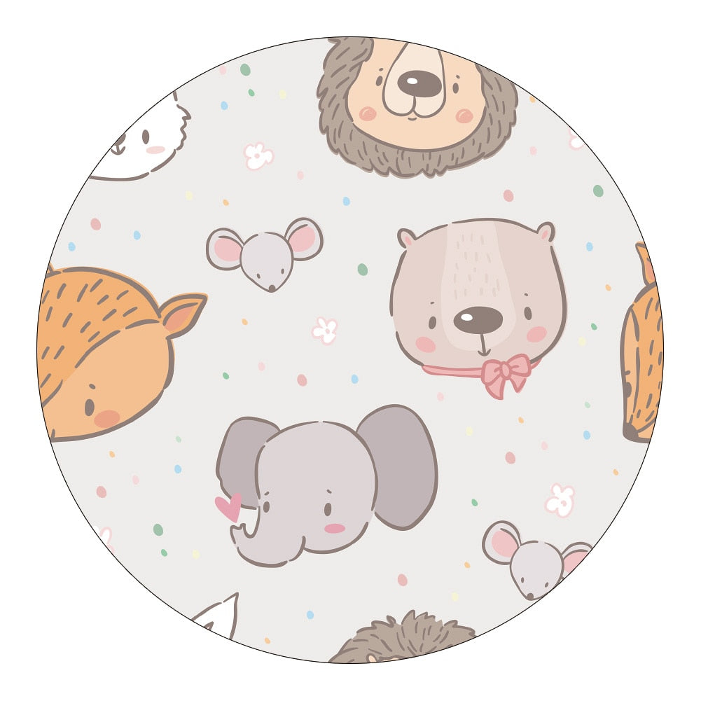 Nursery Cartoon Style Area Round Rug