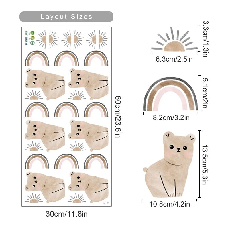 Boho Wall Decals Cute Animal Floral Watercolor