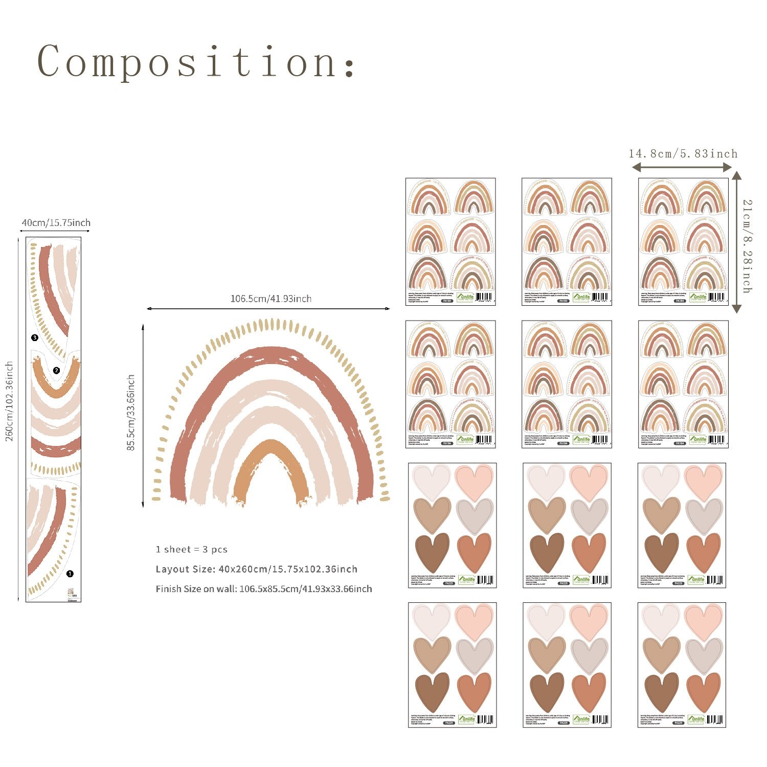 Boho Pattern Rainbows Wall Decals