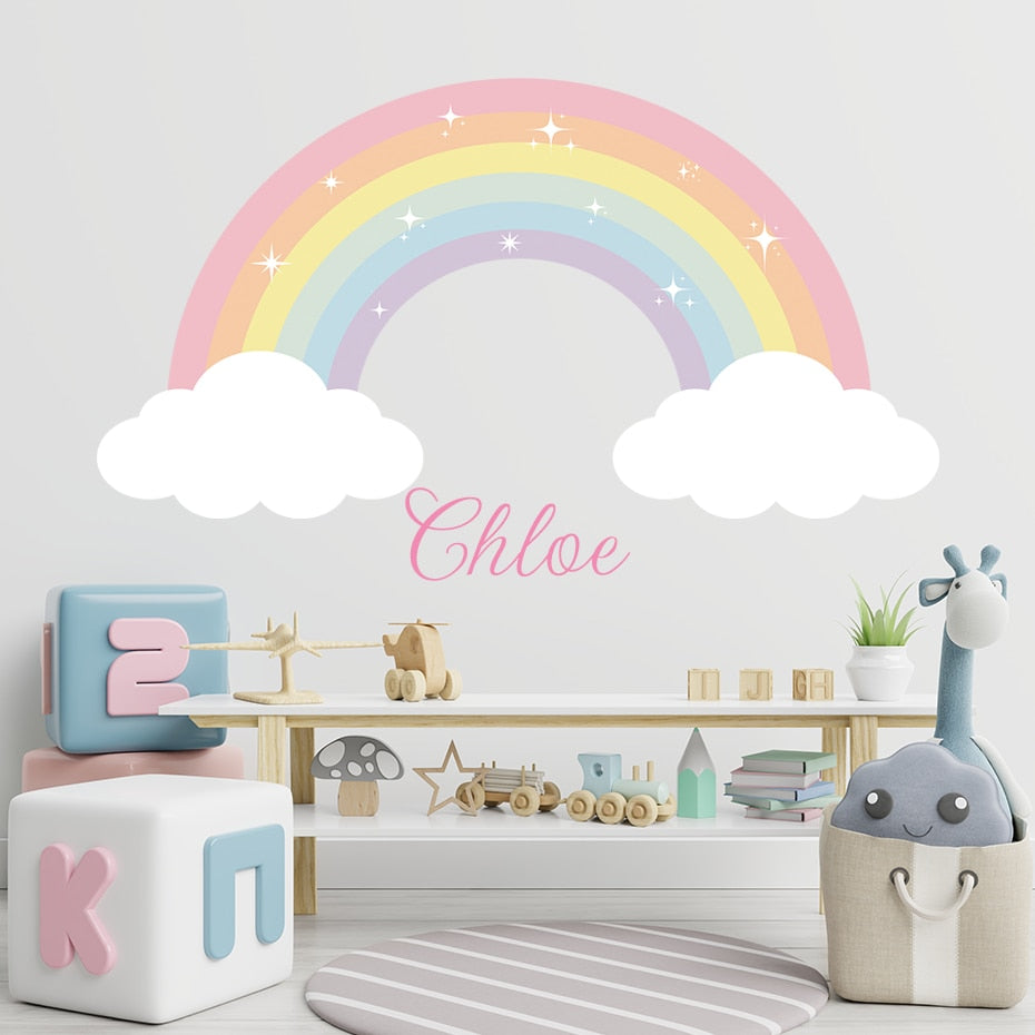 Cartoon Wall Decals Pastel Rainbow Clouds