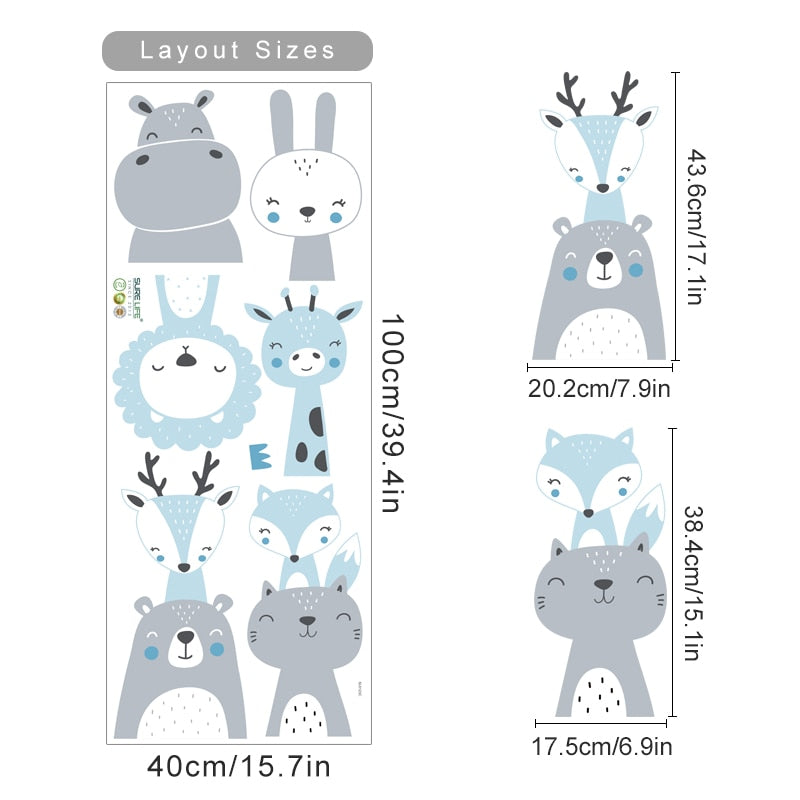 Cartoon Cute Animals Wall Decals