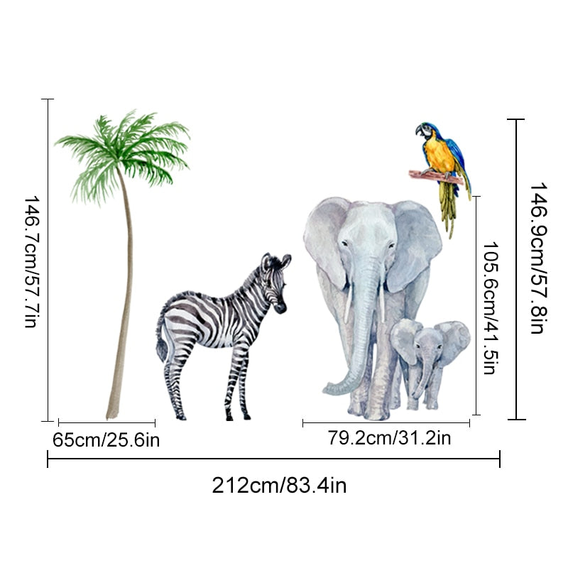 Nursery Wall Decals Large Africa AnimalsTree