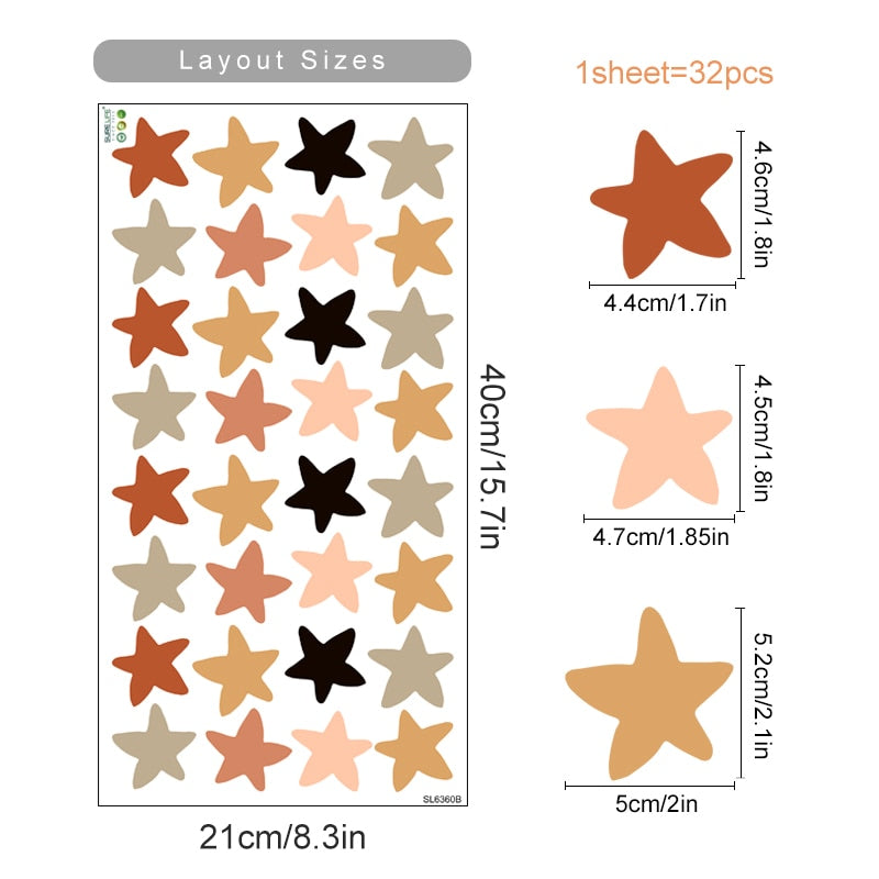 Cartoon Wall Decals Cute Stars Hearts