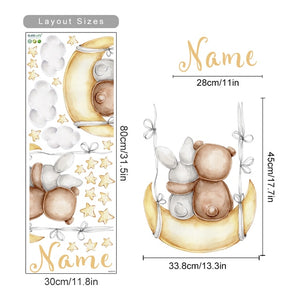 Custom Name Wall Decals Little Bear Stars