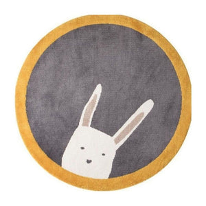Nursery Round Area Rug Animal Portraits