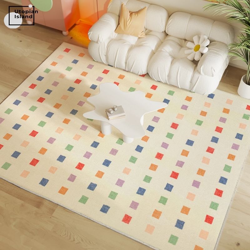 Area Rug Colorful Squared Pattern