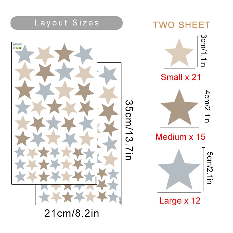 Cute Rainbow Animal Stars Wall Decals