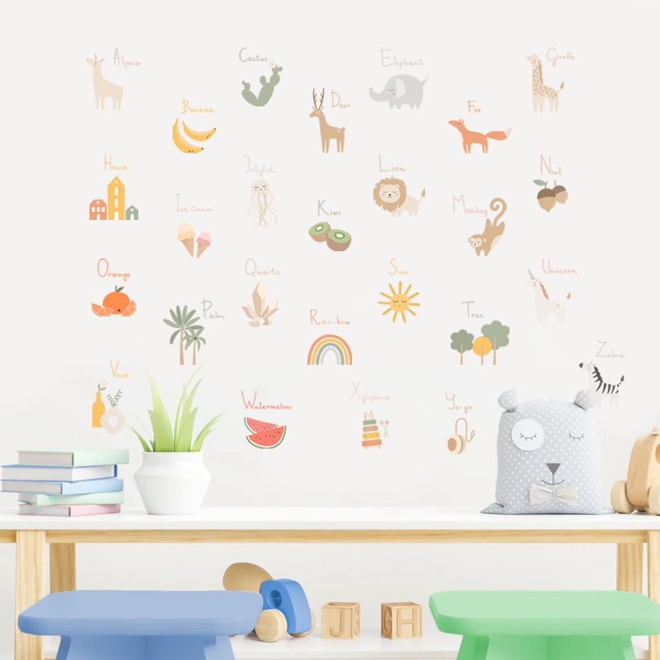 Nursery Wall Decals Animals Fruit Alphabet