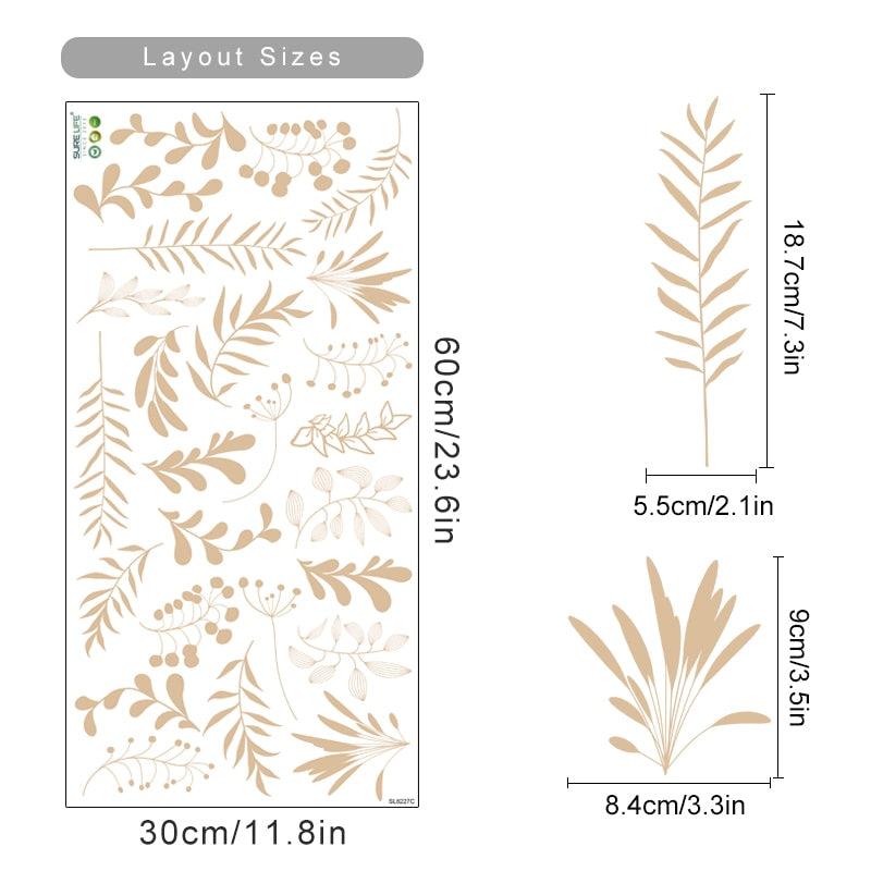 Boho Wall Decals Botanical Leaves
