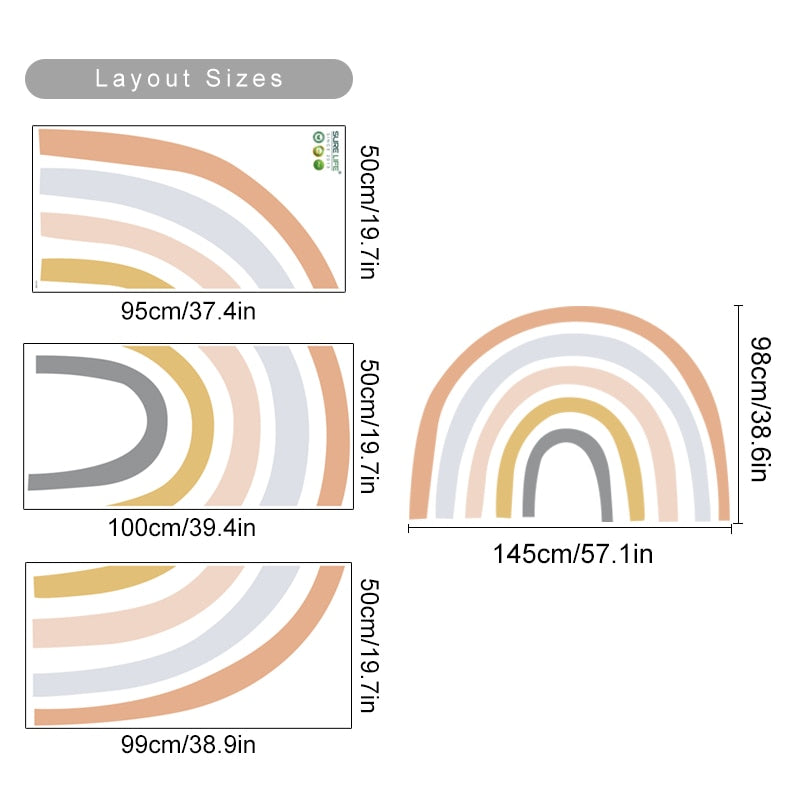 Boho Large Rainbow Colorful Wall Decal