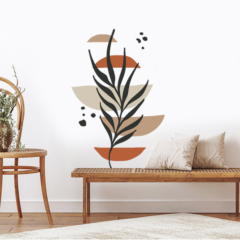 Boho Wall Decal Sun Leaf Botanical Abstract