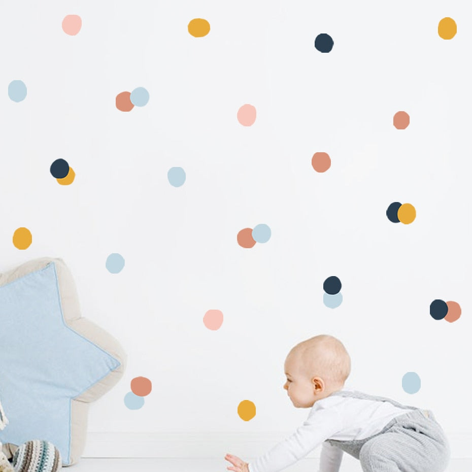 Cartoon Wall Decals Colorful Polka Dots
