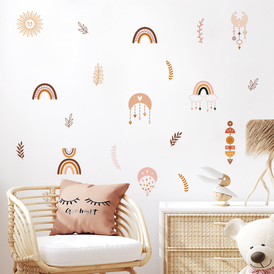 Boho Rainbow Heart Wall Decals
