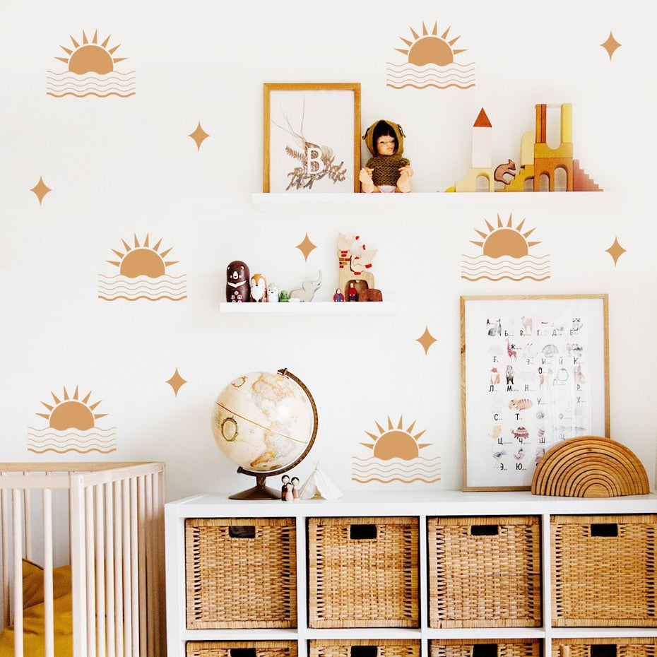 Bohemian Wall Decals Geometric Sun Wave