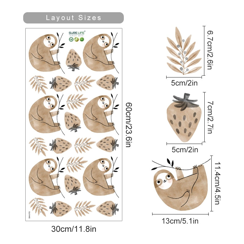 Boho Wall Decals Cute Animal Floral Watercolor