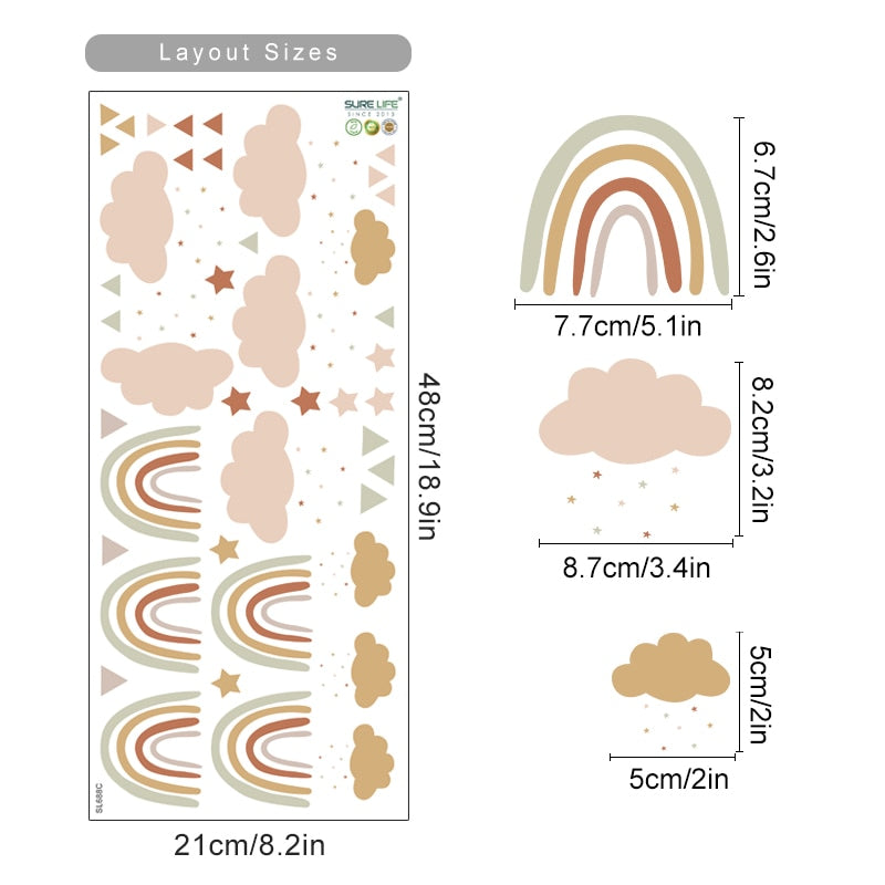 Bohomian Wall Decals Rainbow Patterns