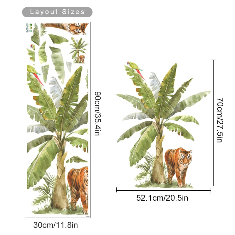 Nursery Wall Decals African Animals Tropical Tree