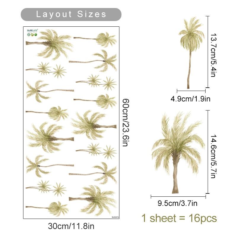 Boho Wall Decals Palm Coconut Tree