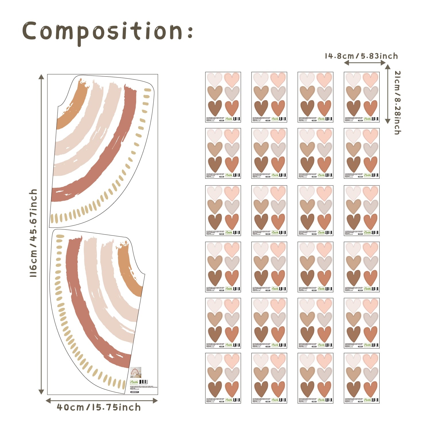 Boho Pattern Rainbows Wall Decals