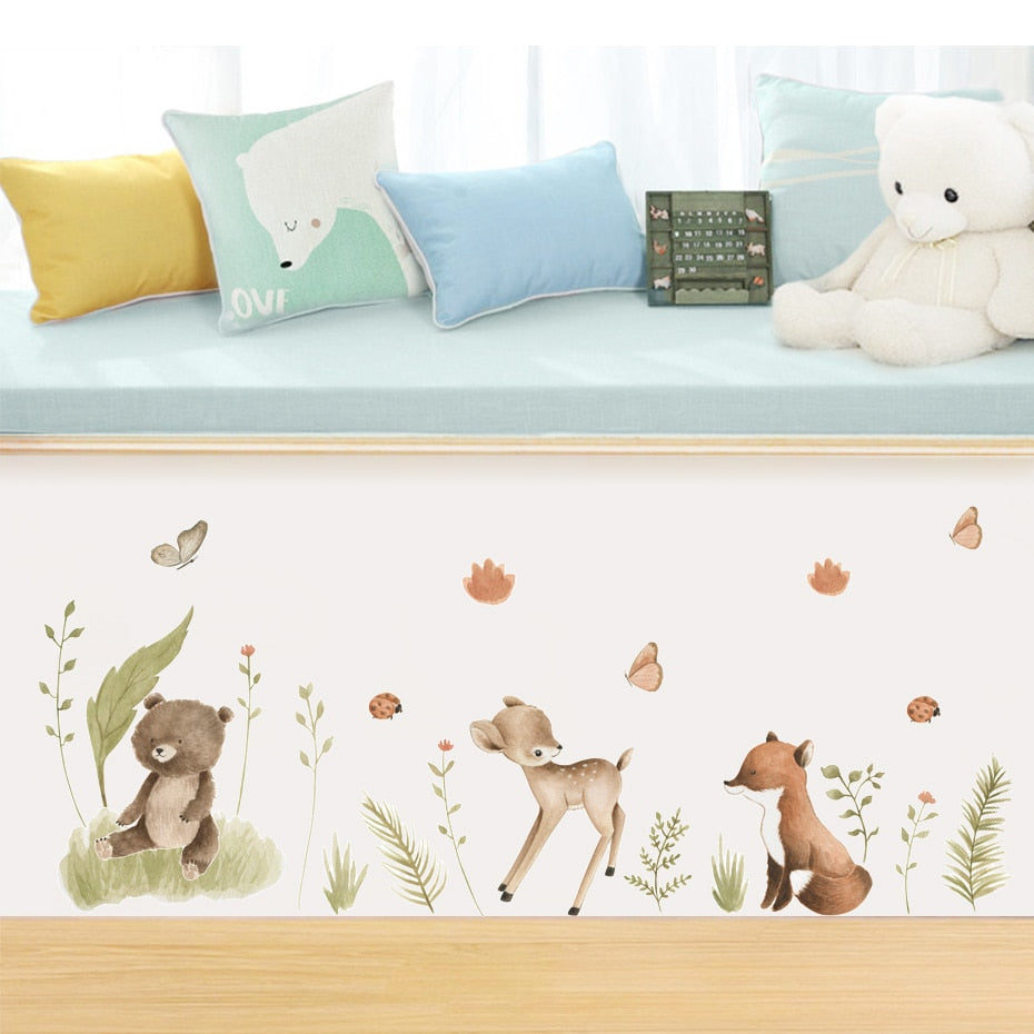 Woodland Animals Floral Wall Decals