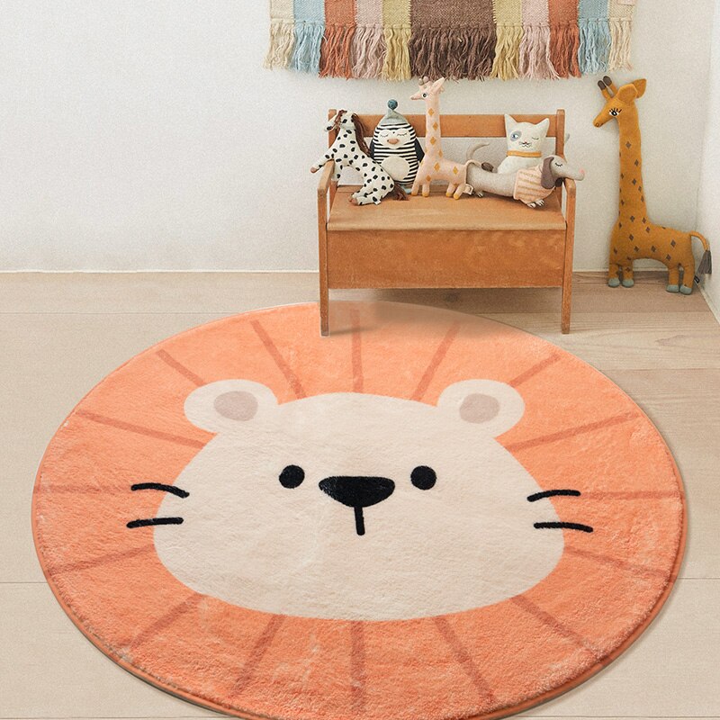 Nursery Area Round Rug Lions