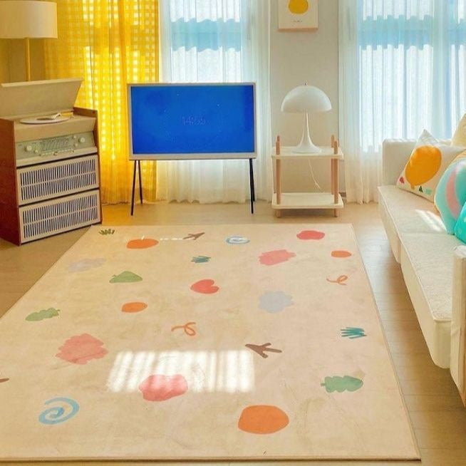 Soft Area Rug Colorful Shapes