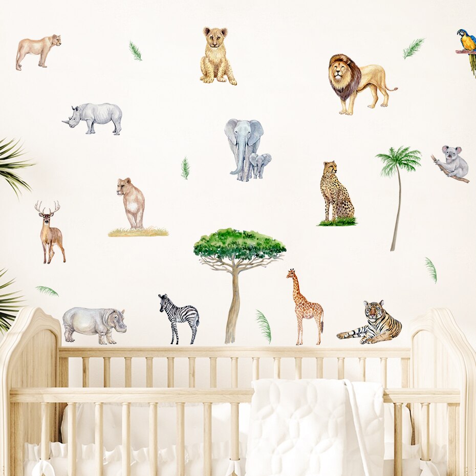 Wall Decals Wild Animals And Tree