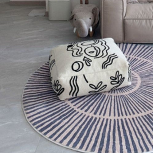 Nordic Area Round Rug Circle Stripes