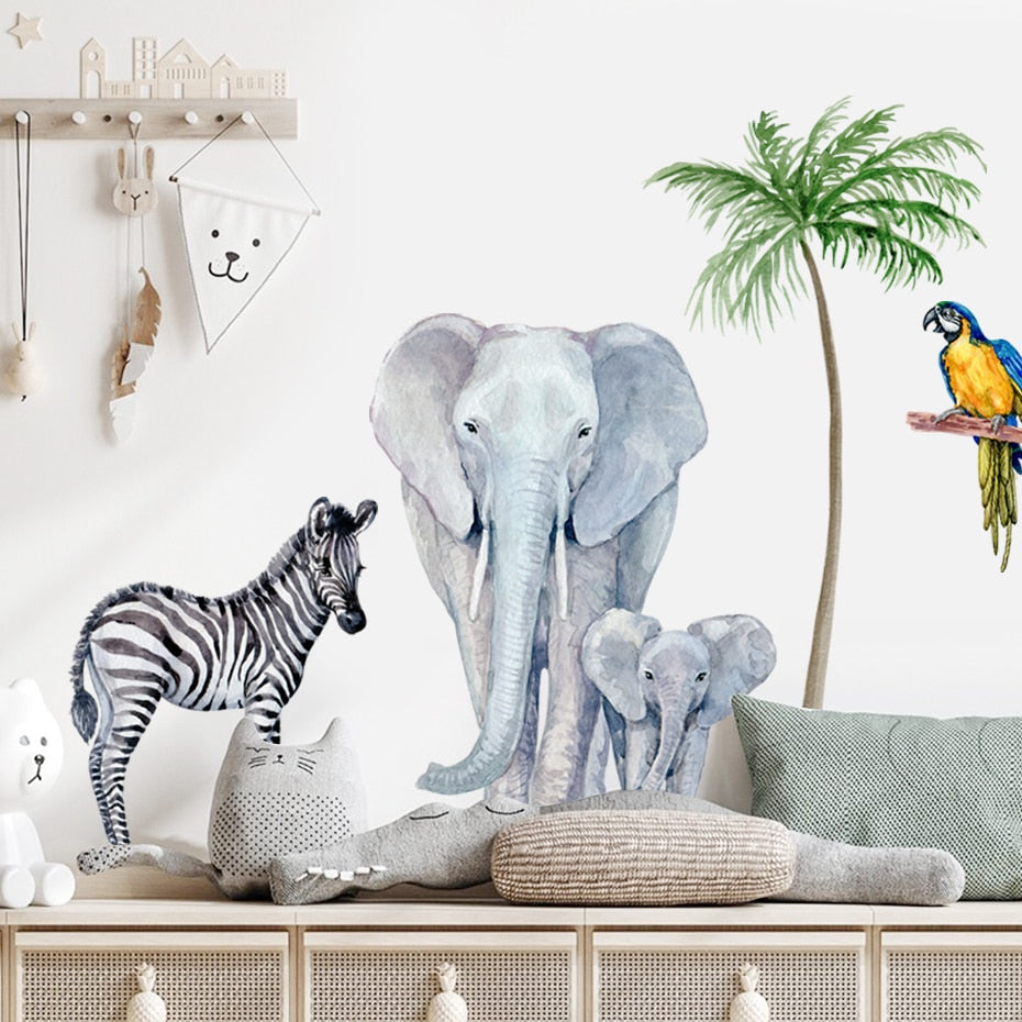 Nursery Wall Decals Large Africa AnimalsTree