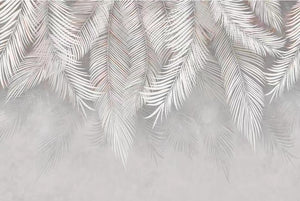 Large White Tropical Plants Wallpaper Mural