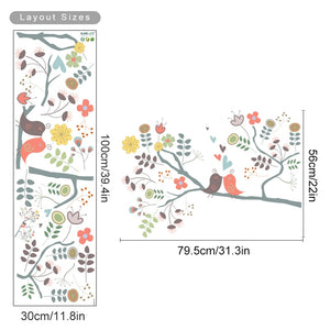 Cartoon Wall Decals Birds Floral Tree Branch