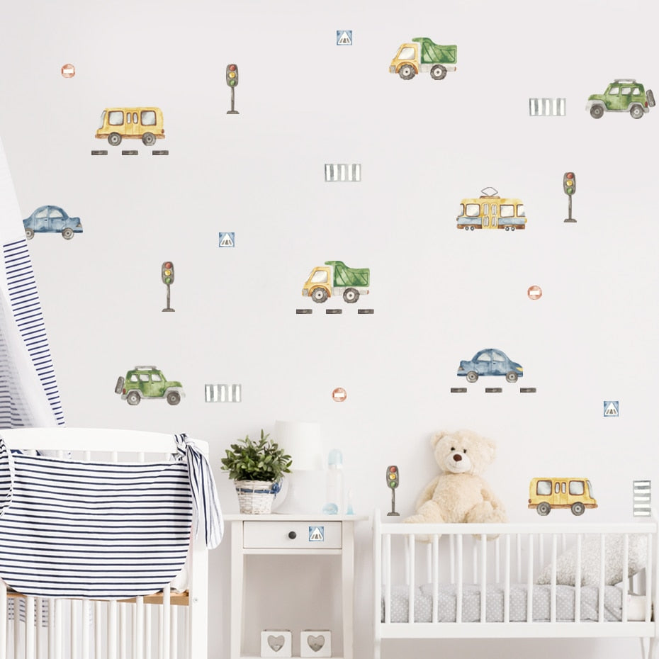 Cartoon Wall Decals Cute Urban Transport