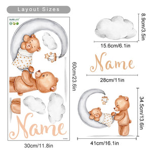 Custom Name Wall Decals Bears Moon Stars